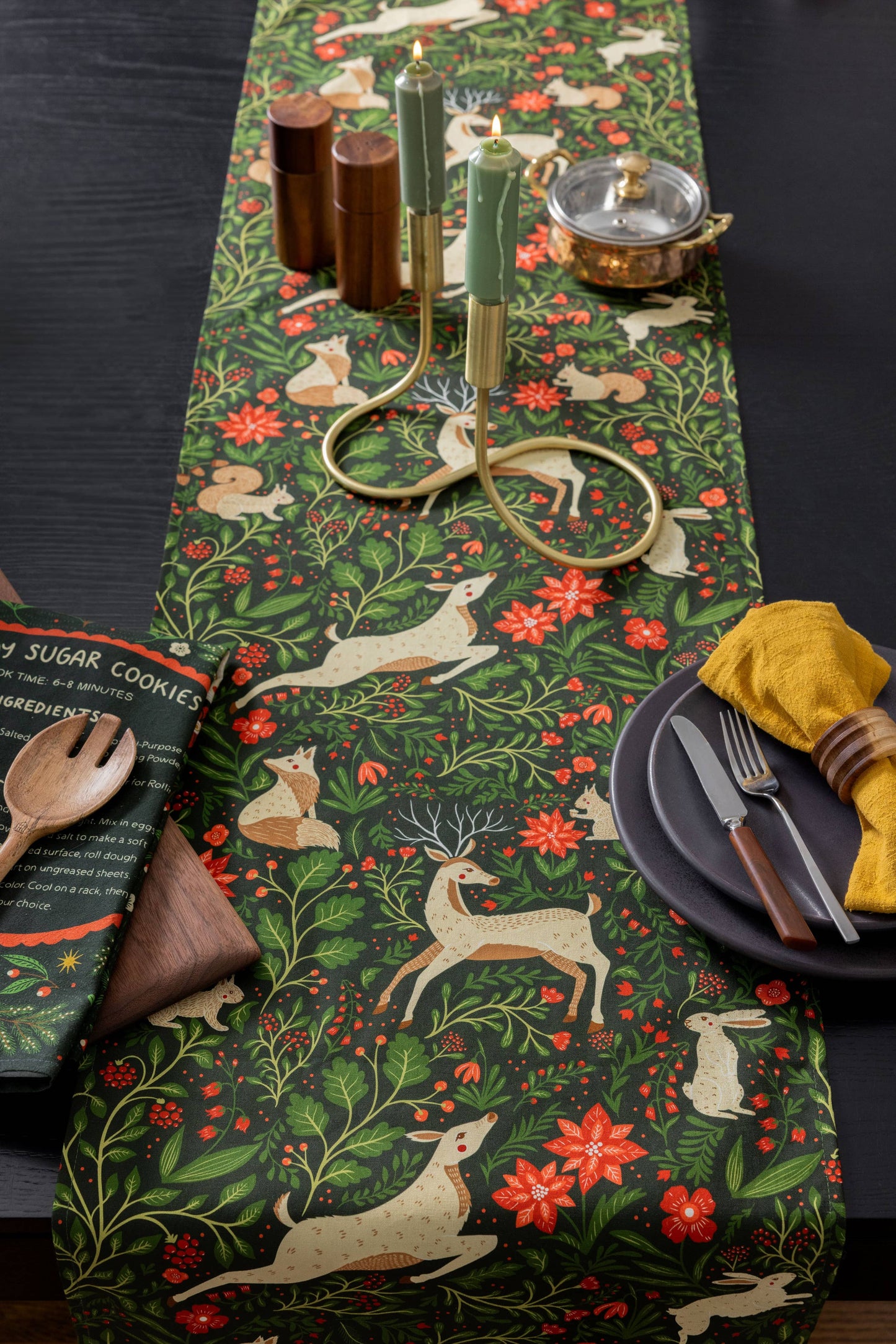 Christmas Forest Table Runner – Woodland Holiday, Evergreen