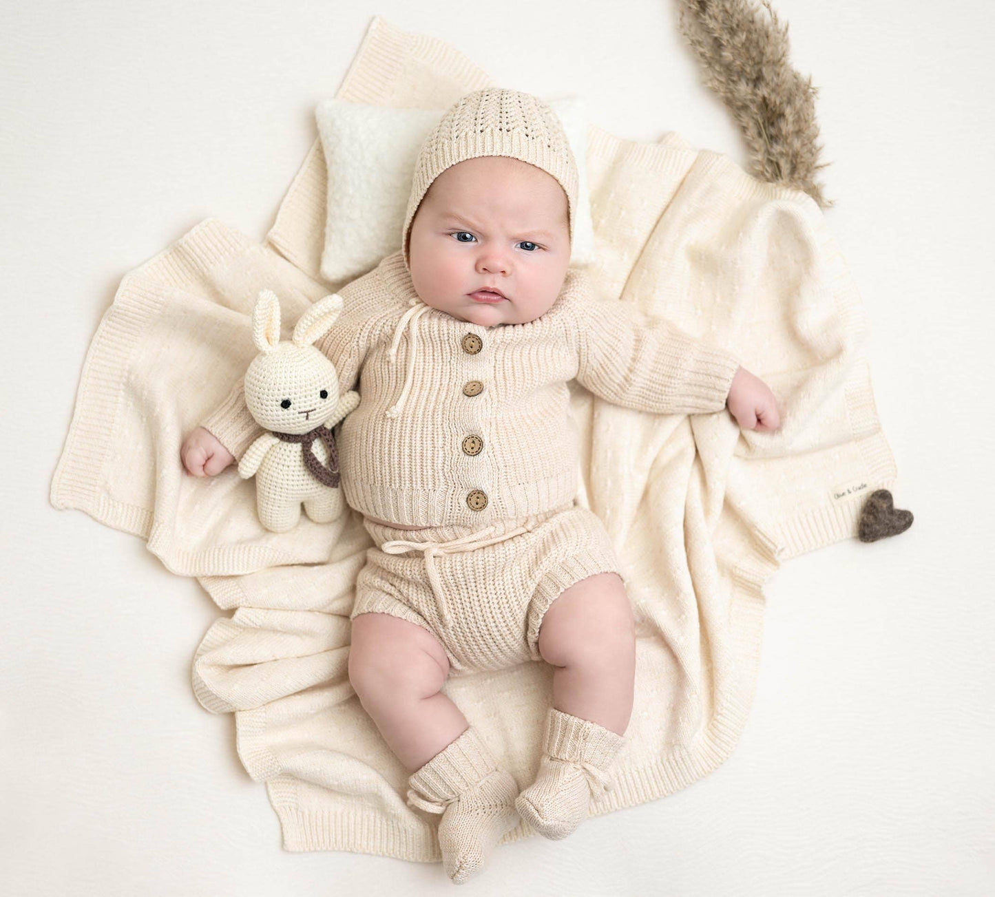 Baby Knit Bonnet Cotton Gender Neutral Hat | Jordan: Mustard / 0-3m