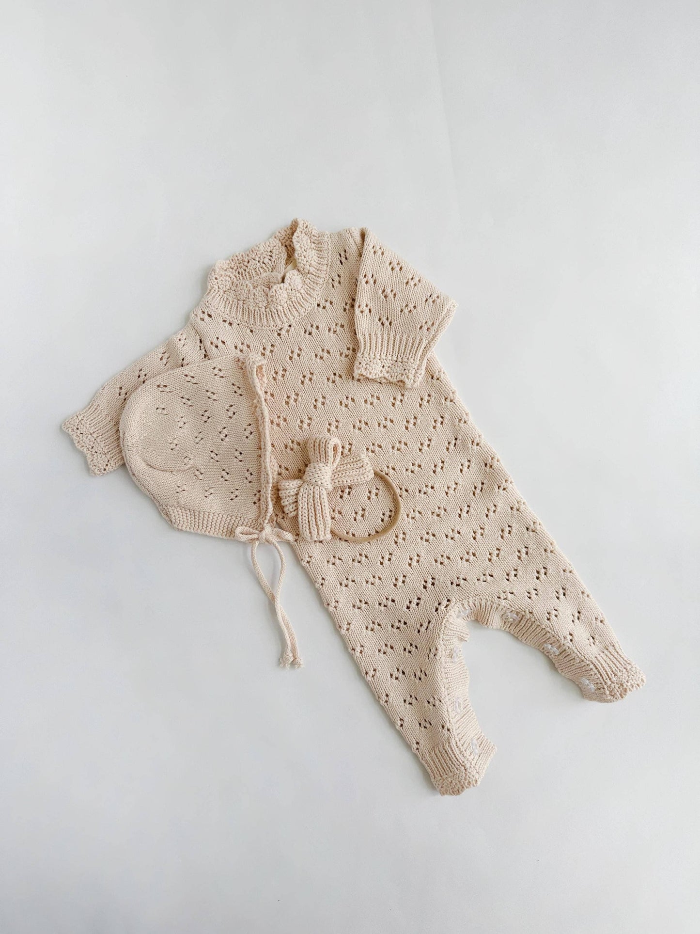 Grace Jumpsuit 2pc: APRICOT w/Bonnet / 12-18 monthsUS numeric
