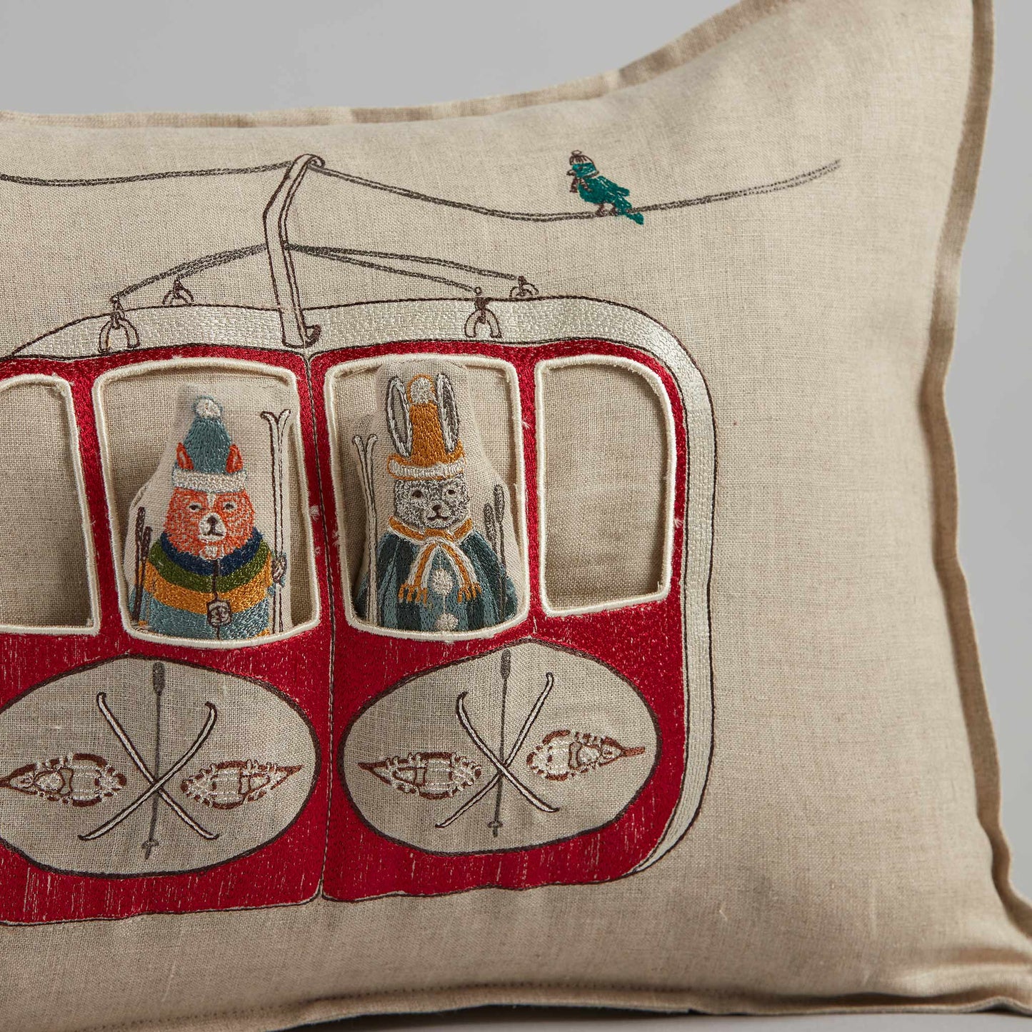 Gondola Ski Lift Linen Pocket Pillow